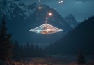 Acloaked triangular UFO lingered near the sun